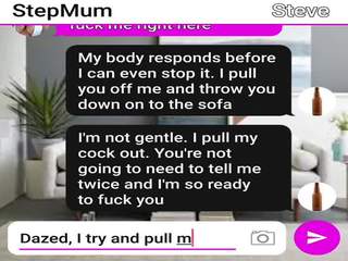 Attractive MILF and Son Fuck on Their Sofa Sexting Roleplay