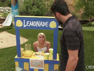Grand Blonde Teen Gives Out A Hot Blowjob And Rough Intense Pussy Fuck With Her Lemonade