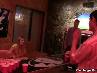 Beer pong turns into fun dirty clip