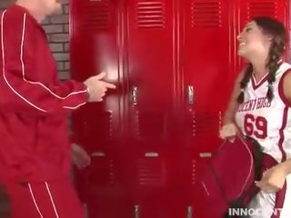 Charming brunette teen getting fucked hard in the locker ro