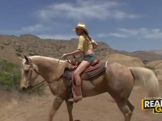 Magnificent brunette teen prostitute missy stone outdoor cowboy style fuck